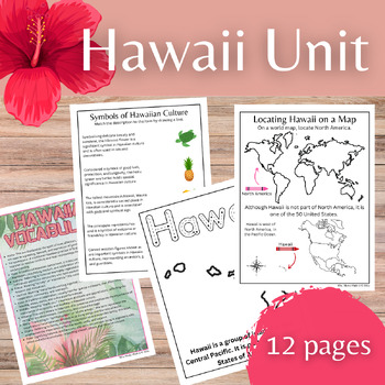 Preview of Hawaii Unit for Classroom and Homeschool Cultural Study, Geography, Vocabulary