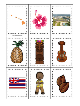 hawaii themed memory matching and word matching preschool curriculum game