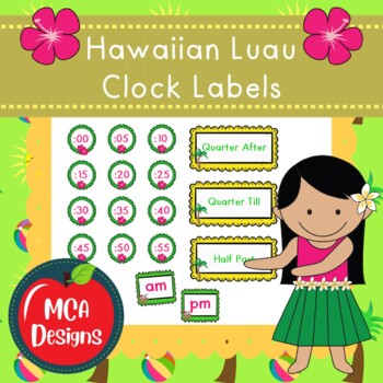 Preview of Hawaiian Luau Clock Labels