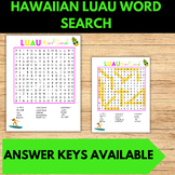 Hawaiian Luau Word Search Puzzle for Tropical End of Year Party