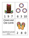 Hawaiian Lu'au themed Count and Clip math numbers cards.  