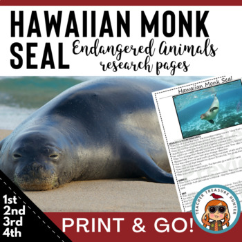 Preview of Hawaiian Monk Seal Endangered Animal information page for animal research report
