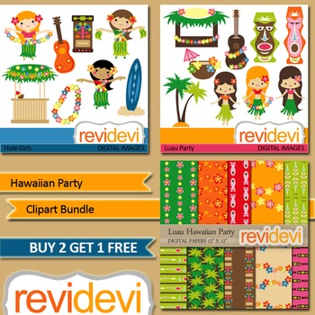 Preview of Hawaiian Party Clip art (3 packs)