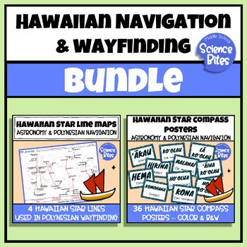 Preview of Hawaiian Star Line Maps & Compass Posters Bundle - Polynesian Navigation