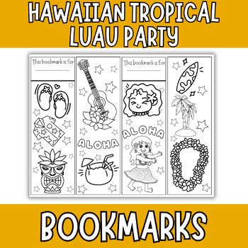 Preview of Hawaiian Tropical Luau Party Coloring Bookmarks