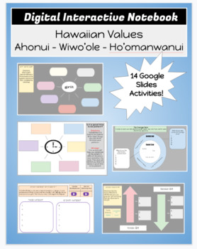 Preview of Hawaiian Values Digital interactive Notebook Ahonui-Wiwo'ole-Ho'omanwanui