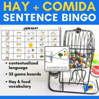 Preview of Hay + comida BINGO in Spanish with sentences
