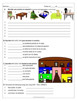 Hay in Spanish Practice Worksheets There is There are in Spanish
