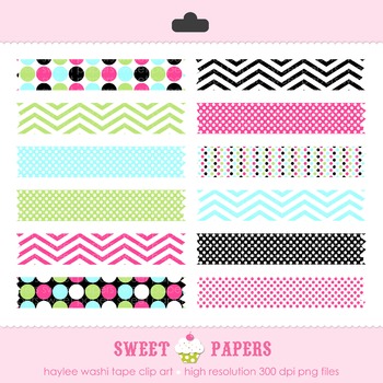 Black and White Washi Tape Digital Clip Art Set - by Sweet Papers