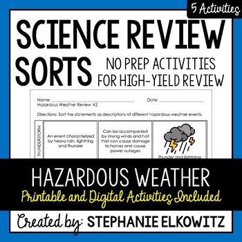 Preview of Hazardous Weather Review Sort | Printable, Digital & Easel