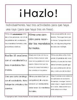 Preview of Hazlo activities - Formal Commands, Relative Pronouns, and la casa vocab