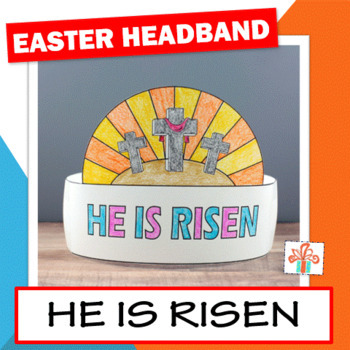 Preview of He Is Risen Headband 2 - Easter Religious Craft - Coloring Activity