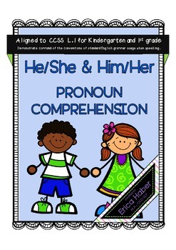 Preview of He, She, Him, Her Pronoun Activity for Grammar and Language Comprehension