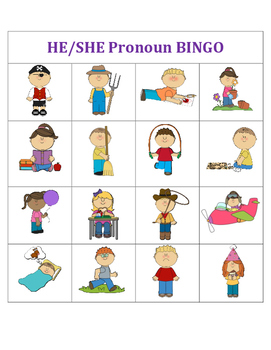 He/She Pronoun Bingo by Jennifer Collings | Teachers Pay ...