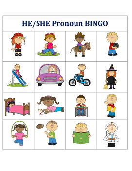 He/She Pronoun Bingo by Jennifer Collings | Teachers Pay Teachers