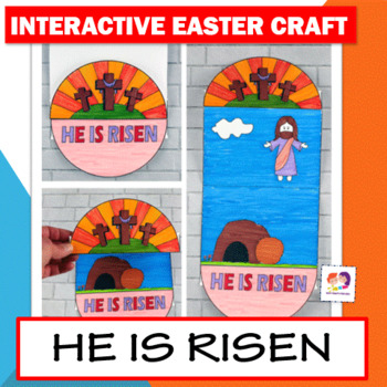 Preview of He is Risen Craft - Christian Easter Craft - Religious Easter Coloring Craft 