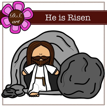 Preview of He is Risen Digital Clipart (color and black&white)