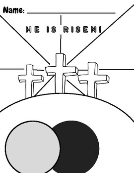 Preview of He is Risen coloring sheet and writing prompt