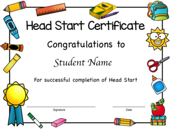 head start diploma editable by miss pegues kinder champions tpt
