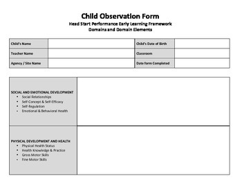 head start observation form by a guy in preschool tpt