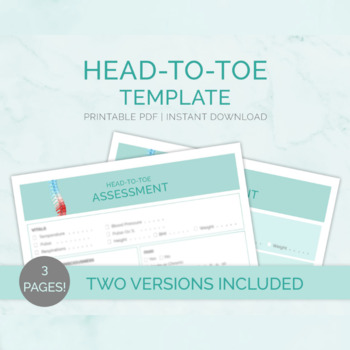 Preview of Head-to-Toe Assessment Template for Nursing Students or New Graduates