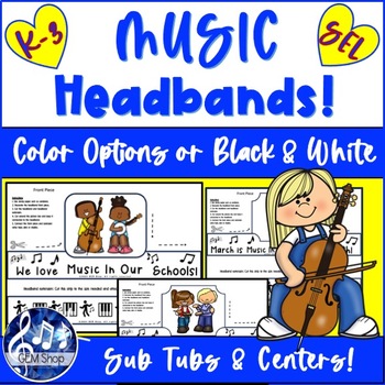 Preview of HEADBANDS MUSIC in Our Schools Colors for Elementary Concert Decor SEL Templates