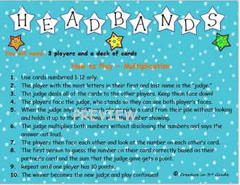 Preview of Headbands Math Game