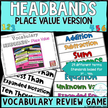 Preview of Headbands: Place Value Vocabulary Review GAME for Grades 1-4