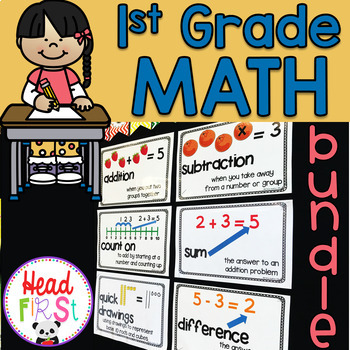 Preview of 1st Grade Math Curriculum Worksheets Story Problems Centers Flashcards