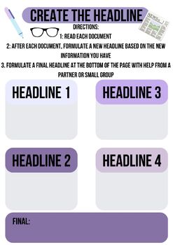 Preview of Headline Writer: Scaffolded Notes Graphic Organizer