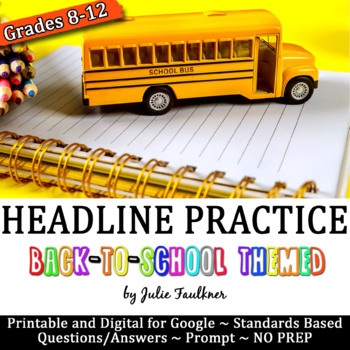 Preview of Headline Writing Practice for Yearbook/Journalism, Back-to-School, Print/Digital