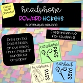 Headphone / Earphone Reward Tickets - Printable Post It / 