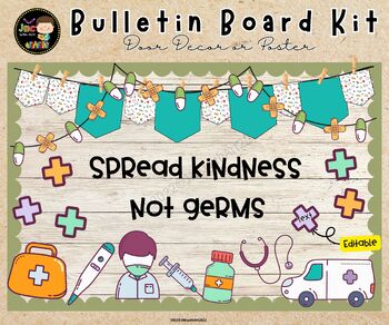 Preview of Health Bulletin Board Kit|Healthcare Education|Door Decor|Nursing|Editable