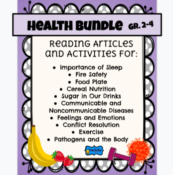 Preview of Health BUNDLE Reading & Activities -Nutrition, Safety, Sleep, Diseases, Exercise