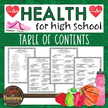 Preview of Health Bundle - Table of Contents