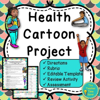 Preview of Health SEL Cartoon Project - Health and Wellness Writing and Art Activity