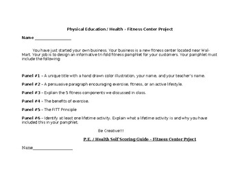 Preview of Health Center Pamphlet Assignment & Self Scoring Rubric