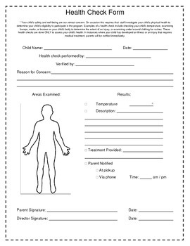 Preview of Health Check Form