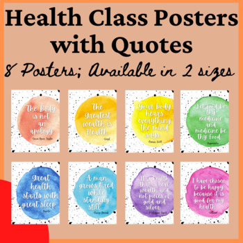 Preview of Health Class Room Posters with Positive Quotes about Health