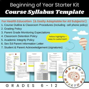 Preview of Health Classroom Management Procedures Syllabus Rules Discipline First Day Kit
