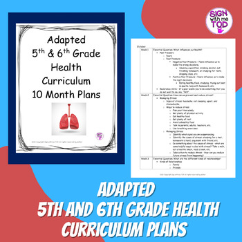 Preview of Health Curriculum 10 Month Plans - 5th & 6th Grade - Adapted and Editable