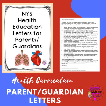 Preview of Health Curriculum Parent/Guardian Letter