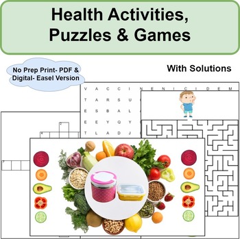Preview of End of Year Activities Health Puzzles & Games: No Prep Print & Digital