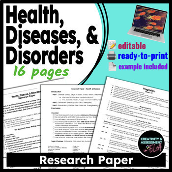 Preview of Health, Disease, & Disorders Research Paper Middle and High School Writing Unit