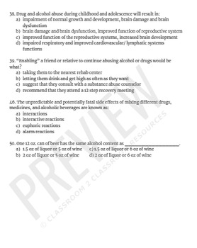 Health Drug Unit Test by Classroom to Classroom Resources | TPT