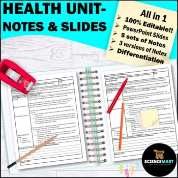 Preview of Health | Editable Slides and Notes | Lesson Bundle