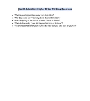 physical education higher order thinking questions