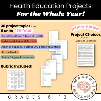 Preview of Health Education - Projects For Every Unit! No Planning, No Prep!