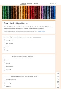 Preview of Health Final - Junior High