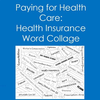 Preview of Health Insurance Word Collage (Coloring, Health Sciences, Nursing, Health Care)